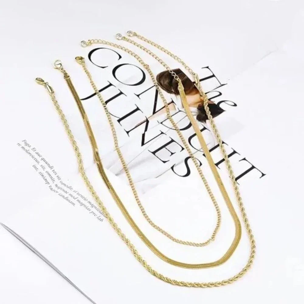 14k Gold Plated, Herringbone Necklace, Dainty Gold Necklace